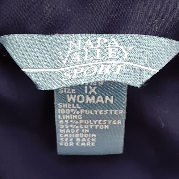 Vintage 80s Track Suit Set Navy Blue Full Zip Up Warm Ups Womens L/1X Retro - Picture 10 of 13